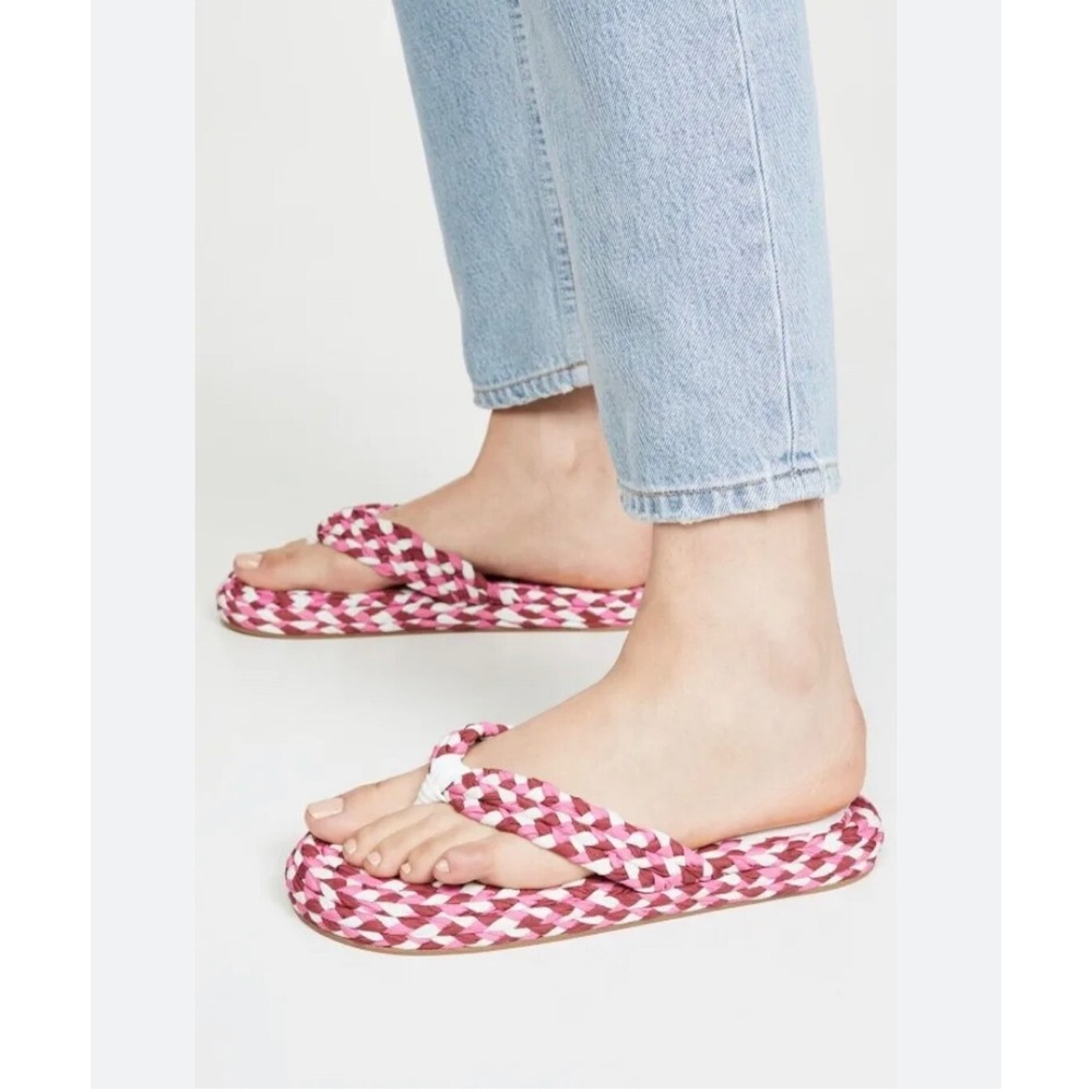 Zimmermann‎ Womens Size 36/6 Pink White Red Braided Thong Sandals